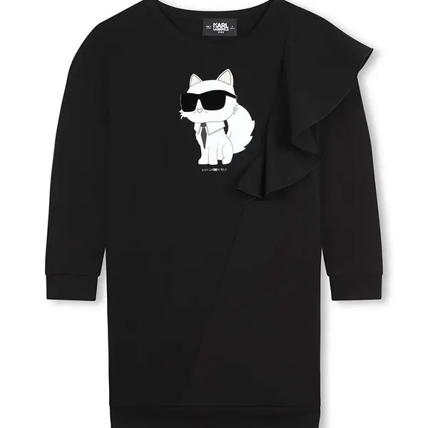 Dievčenské šaty Karl Lagerfeld čierna farba, mini, rovný strih, Z30181