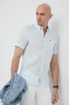 Ľanová košeľa Lacoste regular, s golierom button-down