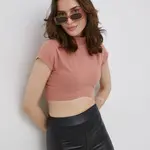 Tričko Reebok Classic HB8653 dámske, oranžová farba, s polorolákom