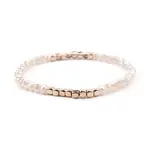 Gold-tone Miyuki Elastic Crystal Beaded Bracelet with Acrylic Tube Beads