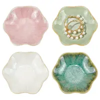 4Pcs 4 Colors Lotus Leaf Shape Ceramic Dipping Dish
