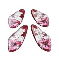 4Pcs Transparent Epoxy Resin Butterfly Wings Pendants