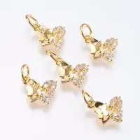 Brass Micro Pave Cubic Zirconia Charms
