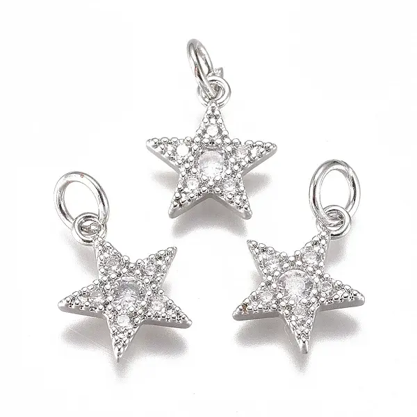 Brass Micro Pave Cubic Zirconia Charms