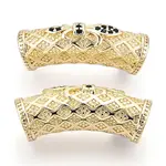 Brass Micro Pave Cubic Zirconia Tube Beads