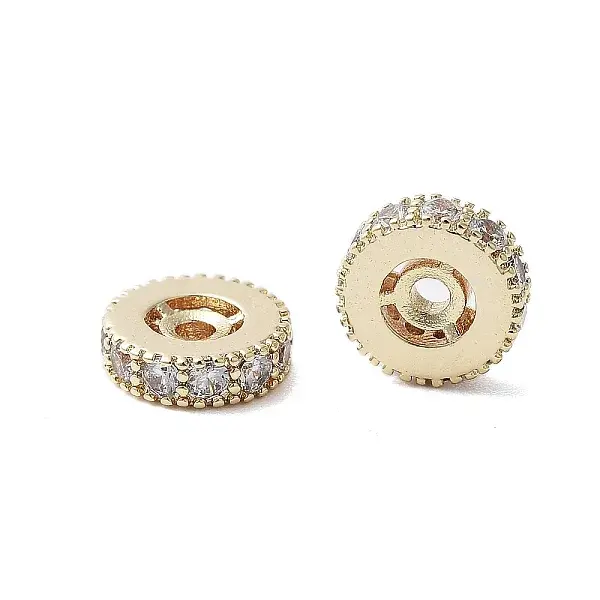 Brass Micro Pave Clear Cubic Zirconia Beads