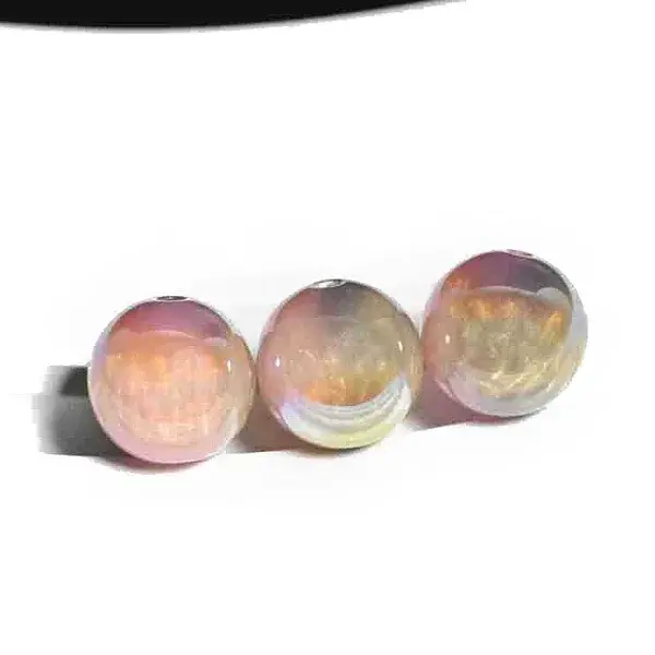30Pcs Gradient Color & UV Plating Rainbow Iridescent Opaque Resin Beads