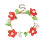 Acrylic Flower & Glass Pearl Charm Bracelets