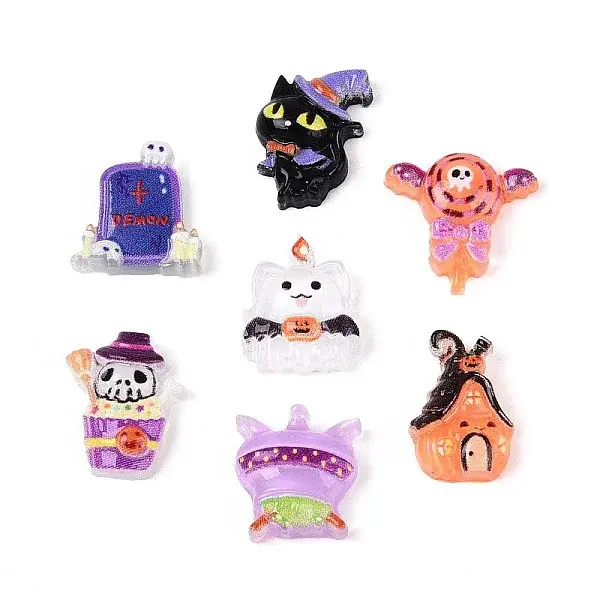 Halloween Theme Printed Opaque Resin Cabochons