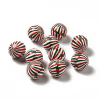 Christmas Theme Printed Natural Wooden Beads