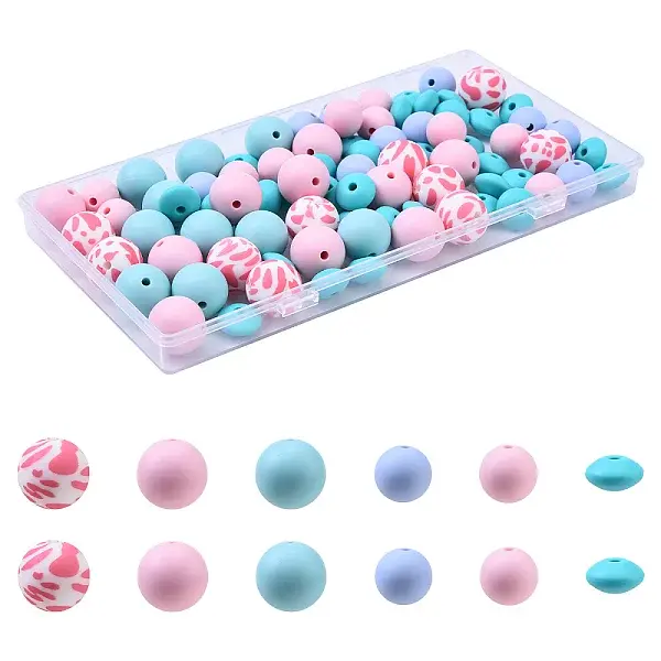 85Pcs 4 Styles Food Grade Eco-Friendly Silicone Beads