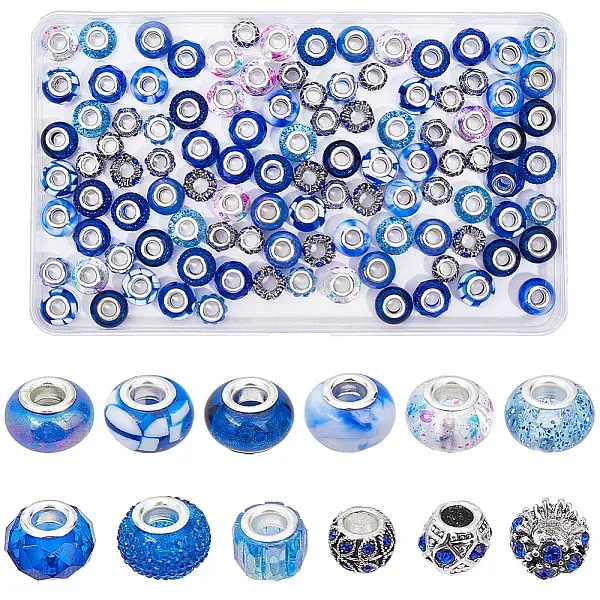 120Pcs 12 Styles Resin European Beads