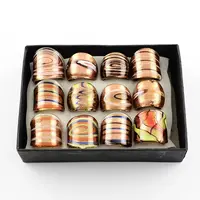 Handmade Gold Sand Lampwork Wide Band Rings