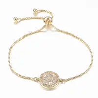 Adjustable Brass Micro Pave Cubic Zirconia Slider Bracelets