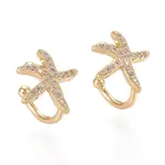 Rack Plating Brass Micro Pave Clear Cubic Zirconia Cuff Earrings