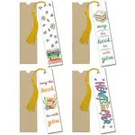 4 Patterns Rectangle Waterproof Acrylic Bookmarks Set