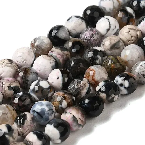 Dyed & Heated Natural Fire Crackle Agate Beads Strands