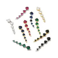 Rack Plating Brass Pave Cubic Zirconia Connector Charms