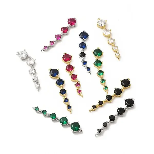 Rack Plating Brass Pave Cubic Zirconia Connector Charms