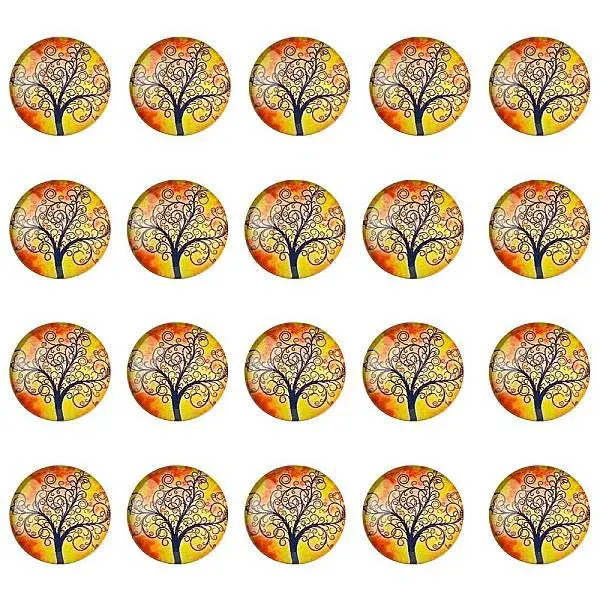 Half Round/Dome Tree Pattern Glass Flatback Cabochons for DIY Projects