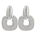 Square Clear Cubic Zirconia Dangle Earrings