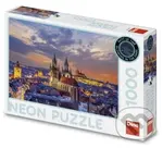 Pohled na Hradčany neon - puzzle z kategorie Města a stavby