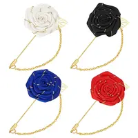 4Pcs 4 Colors Rose Polyester Lapel Pin Brooches for Men
