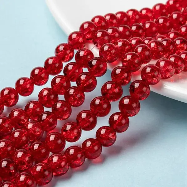 Spray Painted Crackle Glass Beads Strands