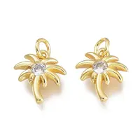 Brass Micro Pave Clear Cubic Zirconia Charms