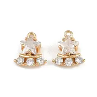 Brass Micro Pave Clear Cubic Zirconia Charms