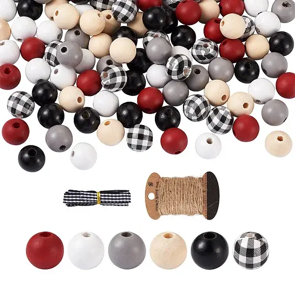 Painted Natural Wood Beads