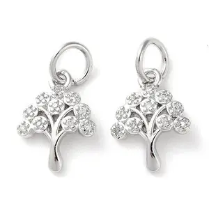 Rack Plating Brass Micro Pave Clear Cubic Zirconia Charms