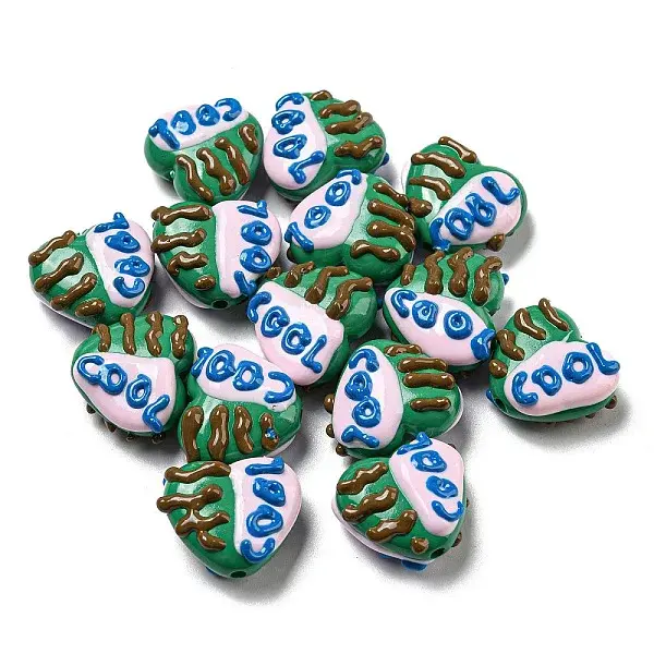 Hand Painted Acrylic with Enamel Beads