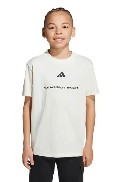 Dětské bavlněné tričko adidas bílá barva, KC5385