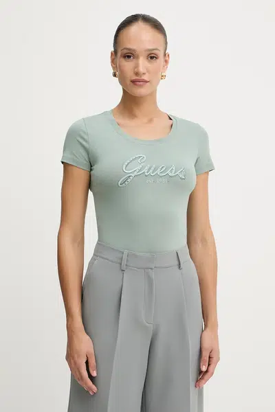 Tričko Guess dámské, zelená barva, W5YI46 J1314