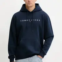Mikina Tommy Jeans pánská, béžová barva, s kapucí, s potiskem, DM0DM20746