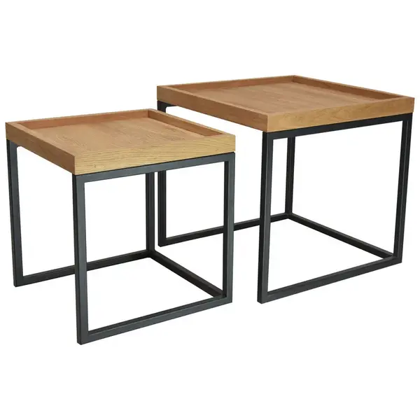 Boxxx SADA KONFERENČNÍCH STOLKŮ, černá, divoký dub, dřevo, kov, 50/50/48 cm