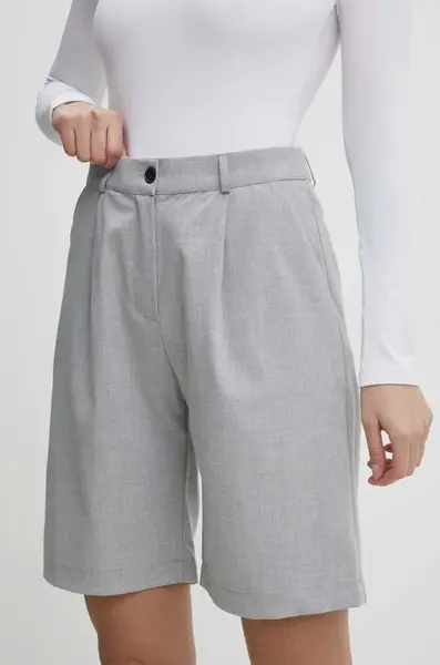 Kraťasy Answear.LAB dámské, šedá barva, hladké, high waist