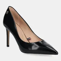 Kožené lodičky Tommy Hilfiger CLOSED PUMP ABRASIVATO černá barva, FW0FW08969