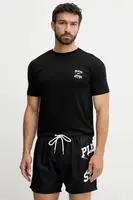 Bavlněné tričko PLEIN SPORT pánské, černá barva, s potiskem, PS25MTS08