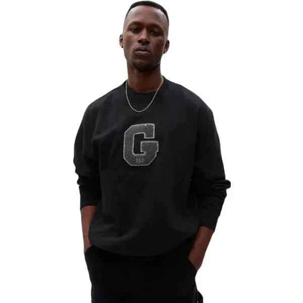 GAP LOGO CREW Pánska mikina, čierna, veľkosť