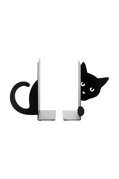 Knižné zarážky Balvi Hidden Cat 16 x 10 x 13,5 cm 2-pak čierna farba