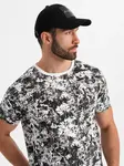 Ombre Men's patterned cotton short sleeve T-shirt - white and black