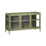 Beliani SIDEBOARD se skleněnými dveřmi Kov 115 cm Zelený Newport