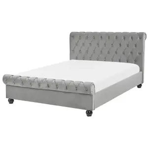 Beliani POSTEL 140/200 cm Světle šedá Avallon