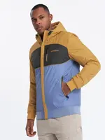 Ombre Lightweight colorful men's sports jacket with fleece - blue-mustard