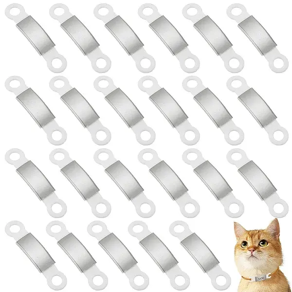 24Pcs Silicone & 201 Stainless Steel Curved Rectangle Connector Charms