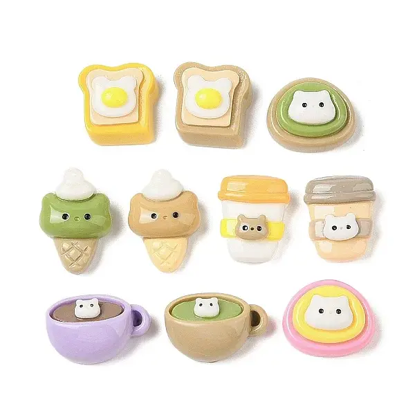 Cartoon Cat Theme Opaque Resin Decoden Cabochons