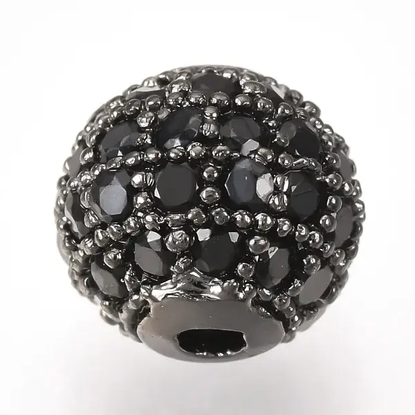 Brass Micro Pave Cubic Zirconia Beads