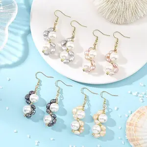 Shell Pearl 304 Stainless Steel Dangle Earrings